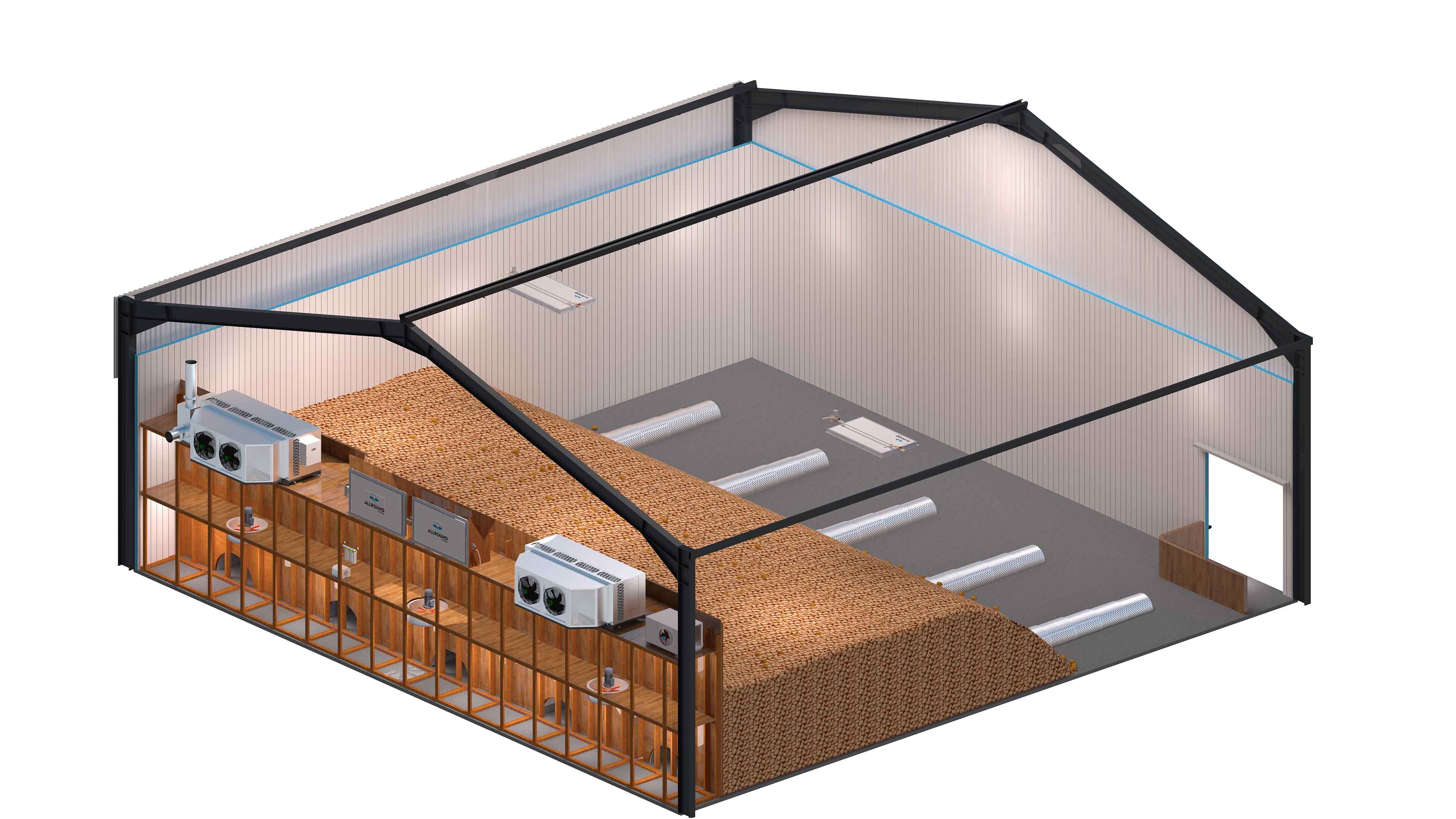 Bulk storage allround vegetable processing